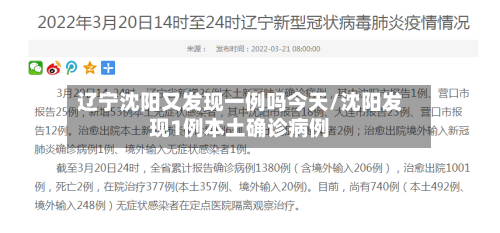 辽宁沈阳又发现一例吗今天/沈阳发现1例本土确诊病例