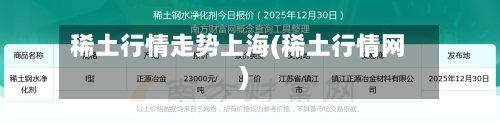 稀土行情走势上海(稀土行情网)