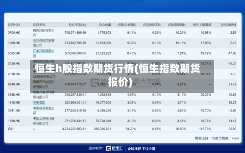恒生h股指数期货行情(恒生指数期货报价)