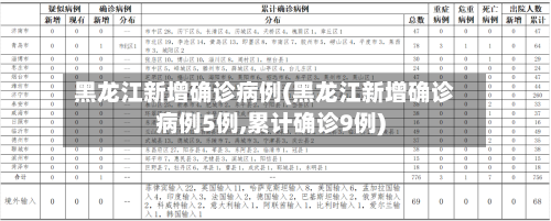 黑龙江新增确诊病例(黑龙江新增确诊病例5例,累计确诊9例)