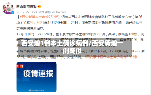 西安增1例本土确诊病例/西安新增一例疑似
