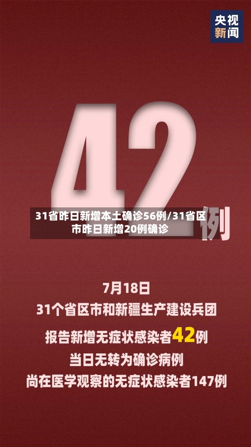 31省昨日新增本土确诊56例/31省区市昨日新增20例确诊
