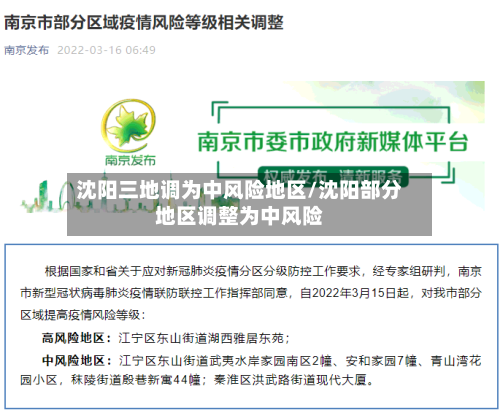 沈阳三地调为中风险地区/沈阳部分地区调整为中风险-第2张图片
