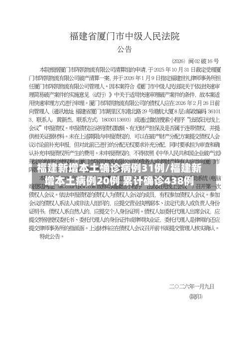 福建新增本土确诊病例31例/福建新增本土病例20例 累计确诊438例