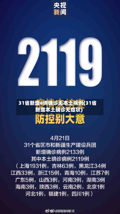 31省新增4例确诊无本土病例(31省新增本土确诊无症状)