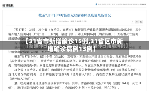 【31省市新增确诊15例,31省区市新增确诊病例13例】-第3张图片