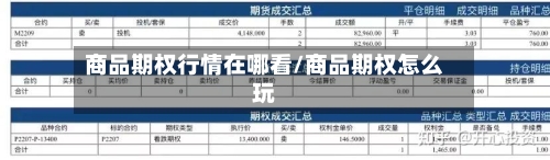 商品期权行情在哪看/商品期权怎么玩