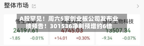 A股罕见！周六5家创业板公司发布业绩预告！301536净利预增约6倍
