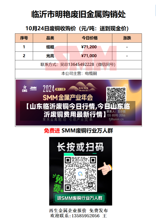 【山东临沂废铜今日行情,今日山东临沂废铜费用最新行情】