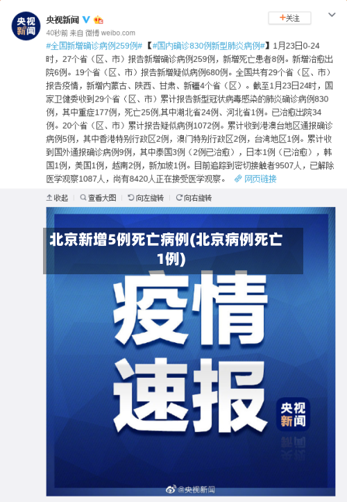 北京新增5例死亡病例(北京病例死亡1例)