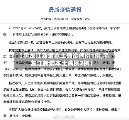 【黑龙江新增本土确诊病例1例,黑龙江新增本土病例2例】