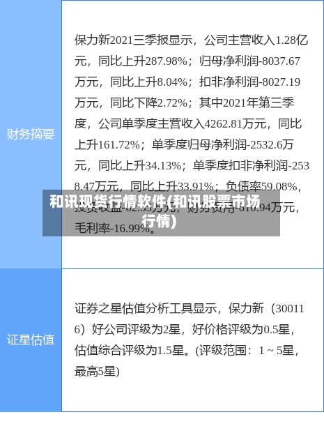 和讯现货行情软件(和讯股票市场行情)