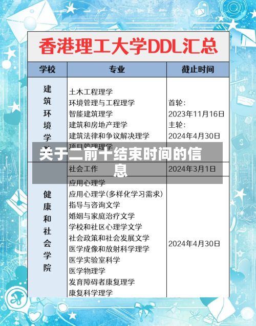 关于二前十结束时间的信息
