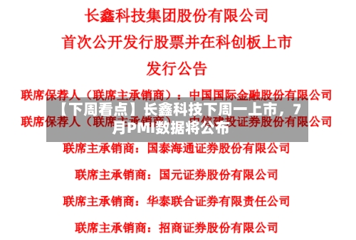 【下周看点】长鑫科技下周一上市，7月PMI数据将公布