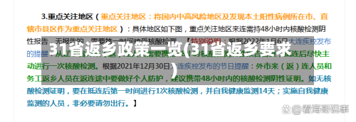 31省返乡政策一览(31省返乡要求)