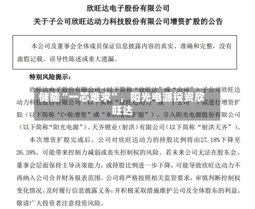 储能“一芯难求”，阳光电源投资欣旺达-第3张图片