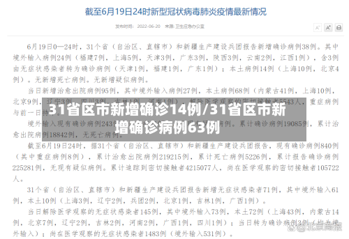 31省区市新增确诊14例/31省区市新增确诊病例63例-第3张图片