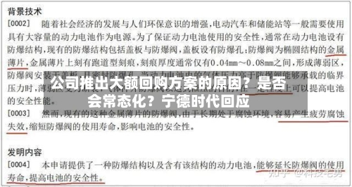 公司推出大额回购方案的原因？是否会常态化？宁德时代回应-第2张图片