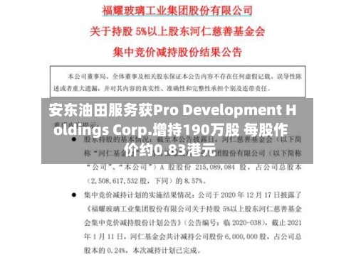安东油田服务获Pro Development Holdings Corp.增持190万股 每股作价约0.83港元-第2张图片