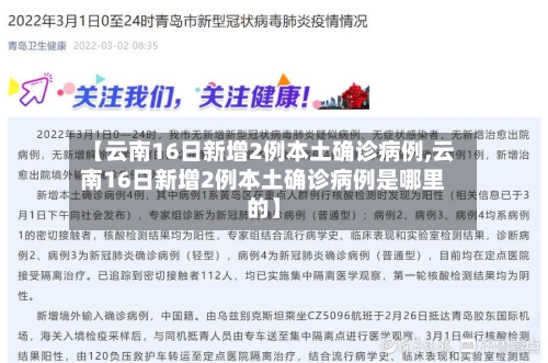 【云南16日新增2例本土确诊病例,云南16日新增2例本土确诊病例是哪里的】