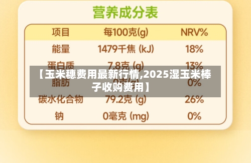 【玉米穗费用最新行情,2025湿玉米棒子收购费用】