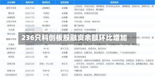 236只科创板股融资余额环比增加-第3张图片