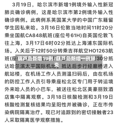 葫芦岛新增19例/葫芦岛新增一例肺炎
