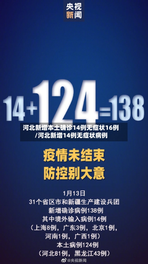 河北新增本土确诊14例无症状16例/河北新增14例无症状病例