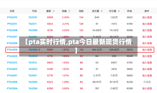 【pta实时行情,pta今日最新现货行情】
