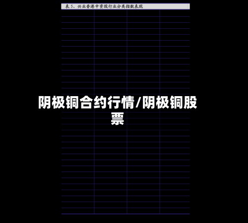 阴极铜合约行情/阴极铜股票