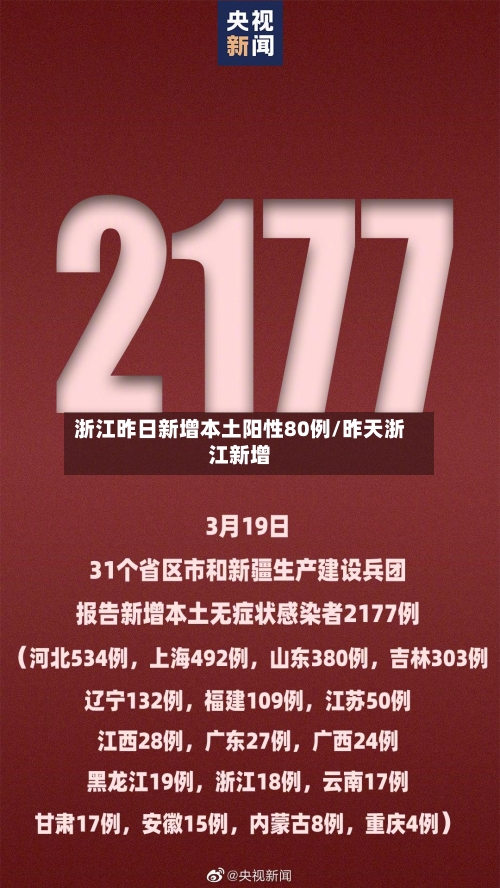 浙江昨日新增本土阳性80例/昨天浙江新增