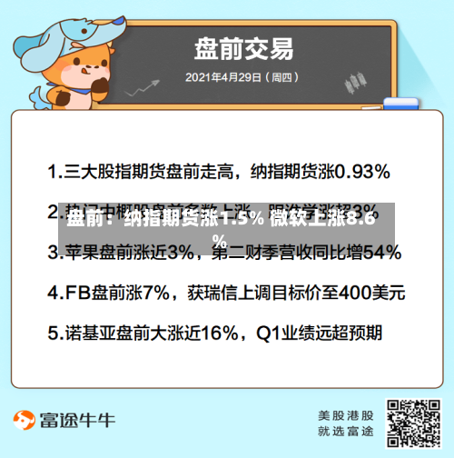 盘前：纳指期货涨1.5% 微软上涨8.6%-第2张图片