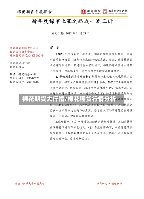 棉花期货大行情/棉花期货行情分析-第3张图片