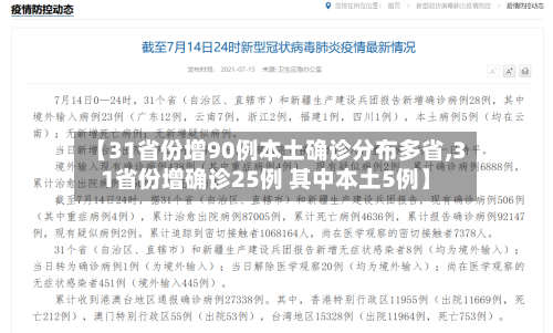 【31省份增90例本土确诊分布多省,31省份增确诊25例 其中本土5例】-第2张图片