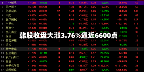 韩股收盘大涨3.76%逼近6600点-第3张图片