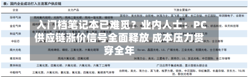 入门档笔记本已难觅？业内人士：PC供应链涨价信号全面释放 成本压力贯穿全年-第3张图片